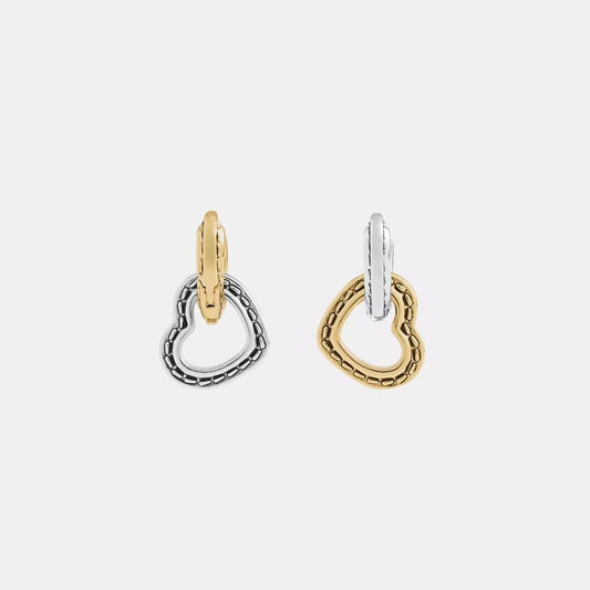Double Stitched Hearts Drop Earrings