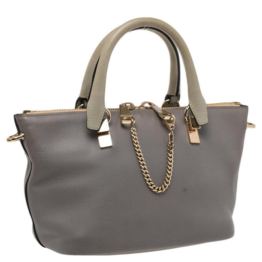 Chloe Grey/beige Leather Small Baylee Tote