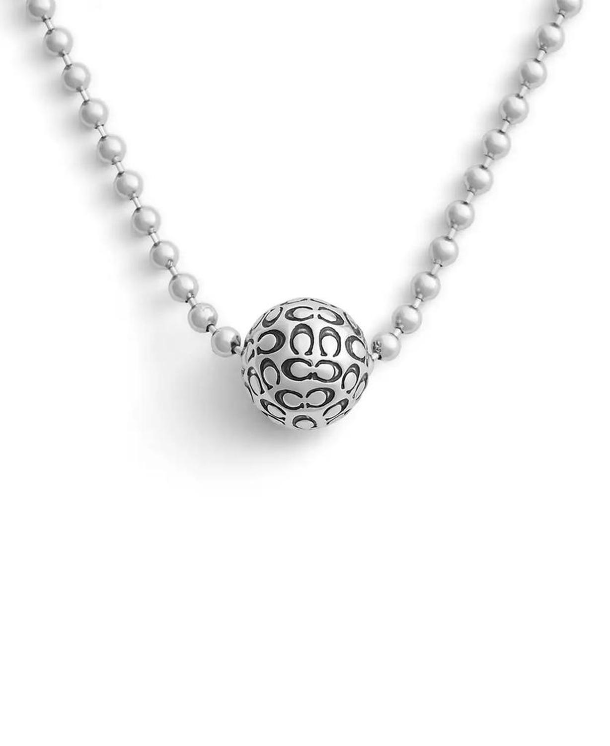 Rhodium Signature Quilted Orb Pendant Necklace