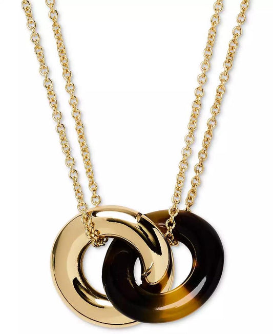 Gold-Tone Interlock Tortoise Pendant Necklace, 16" + 3" extender