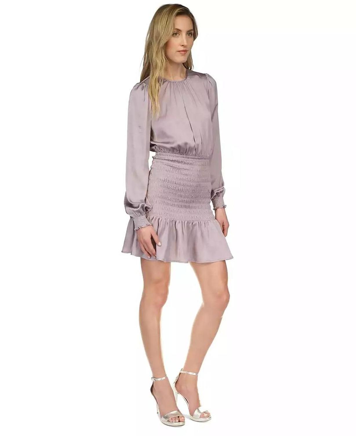 MICHAEL Women's Smocked Satin Mini Dress