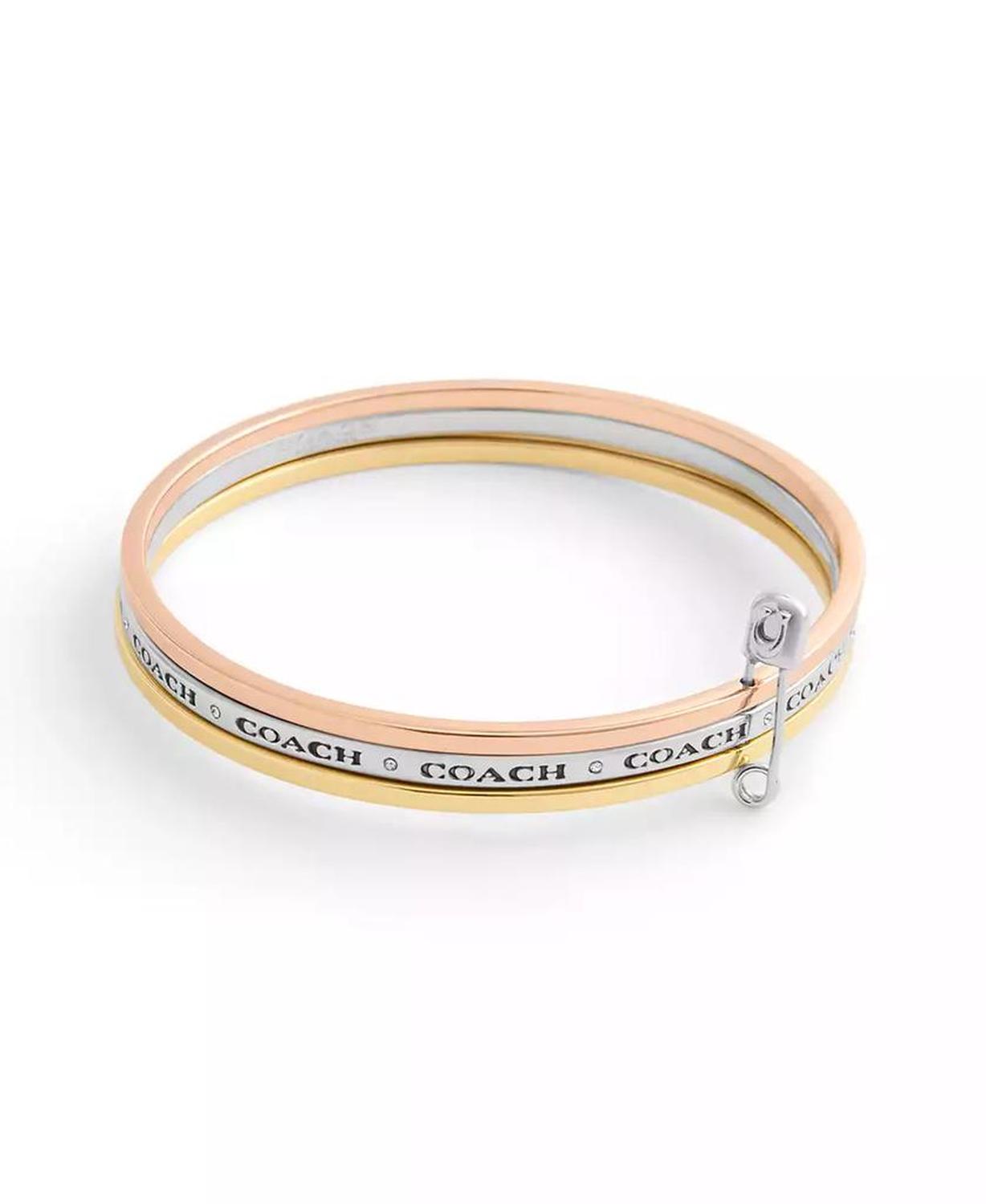 Faux Stone Signature Safety Pin Bangle Set