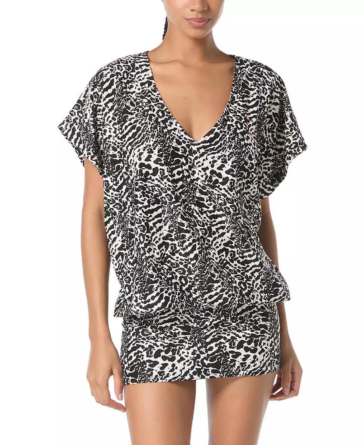 Women's Printed V-Neck Caftan Cover-Up Dress