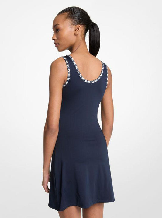 Logo Trim Stretch Knit Dress