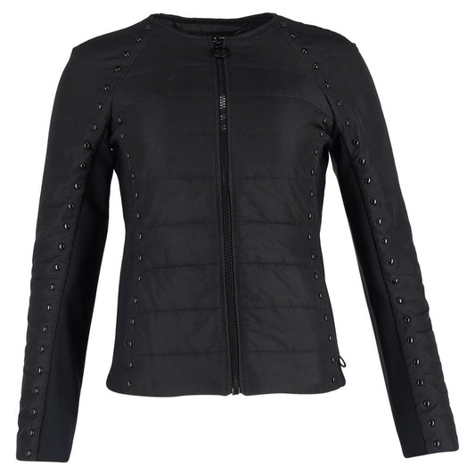 Quilted Jacket with Studs in Black Nylon