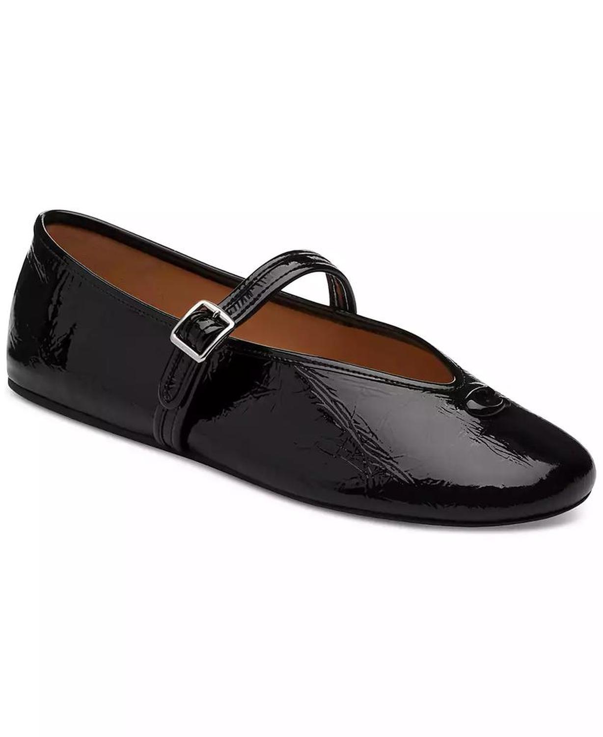 Women's Sculpted C Crinkle Patent Leather Soft Mary Jane Flats