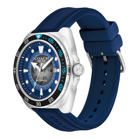 Men's Charter Automatic Blue Silicone Watch 44mm