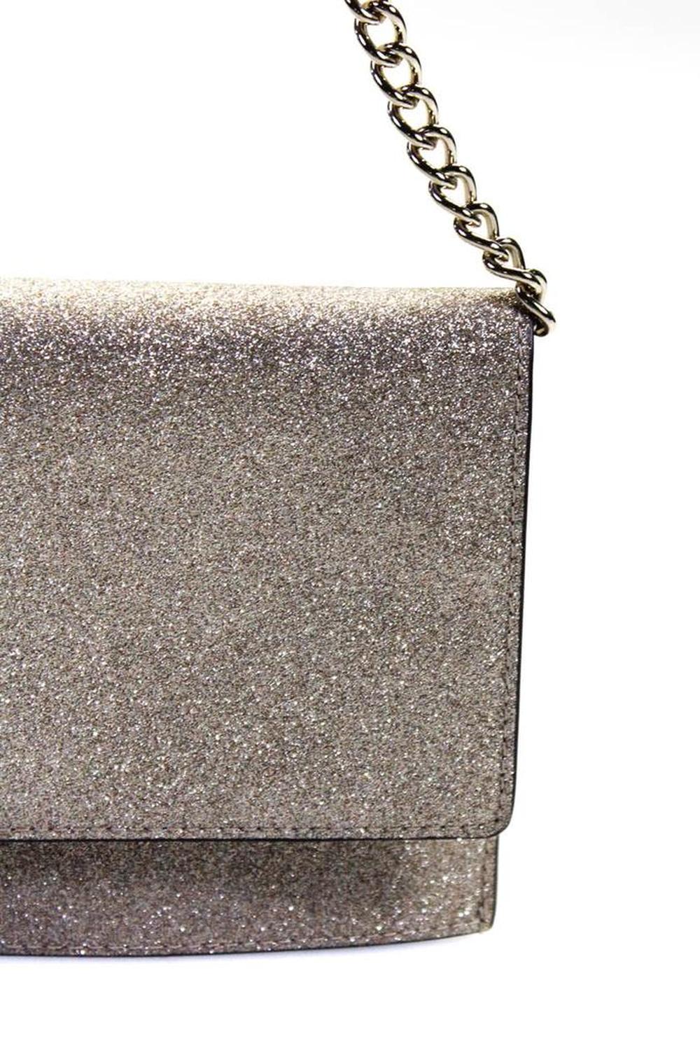 Kate Spade Small Briley Burgess Court Ash Glitter Chain Crossbody Handbag Gold