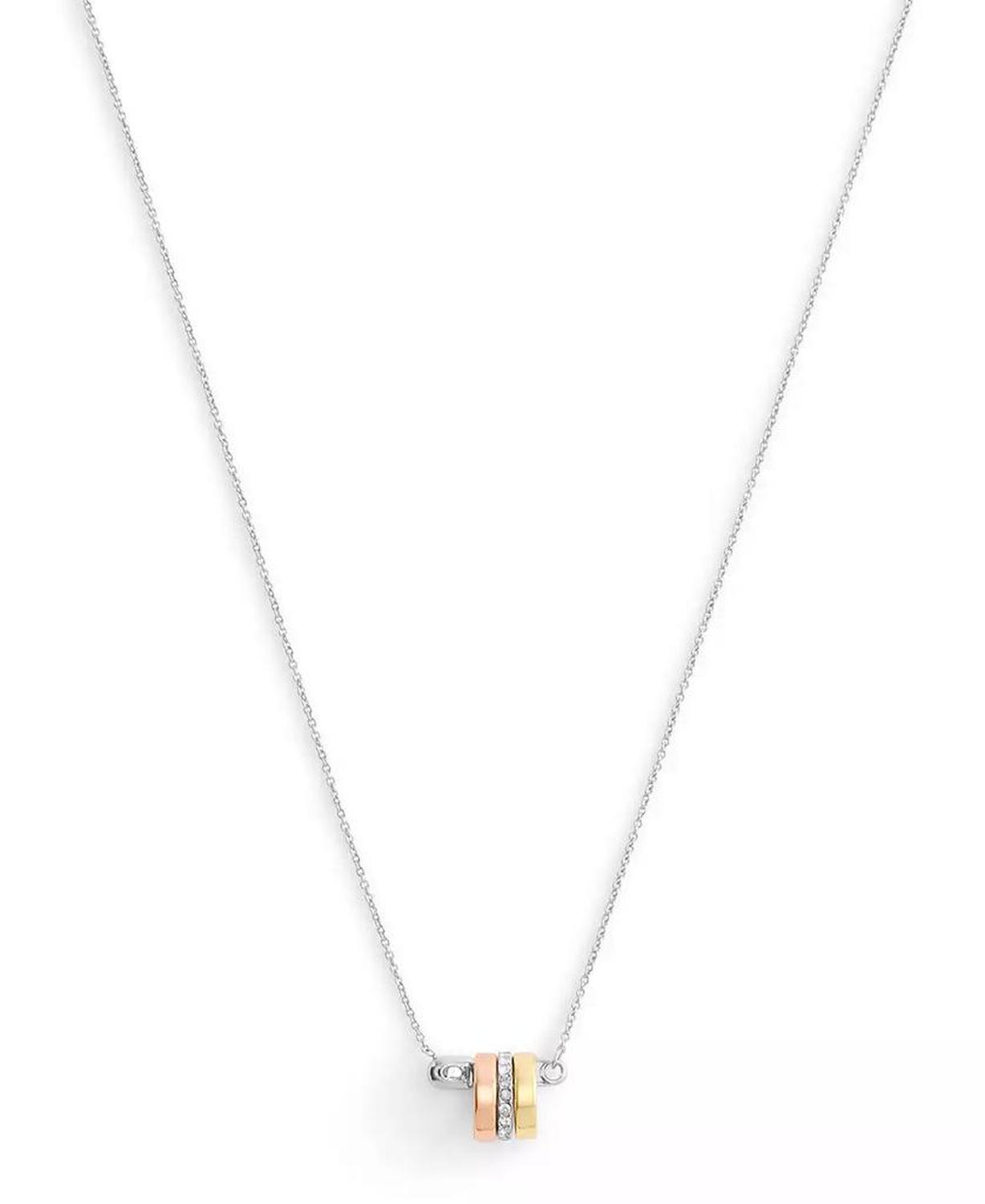 Faux Stone Signature Safety Pin Rondelle Pendant Necklace