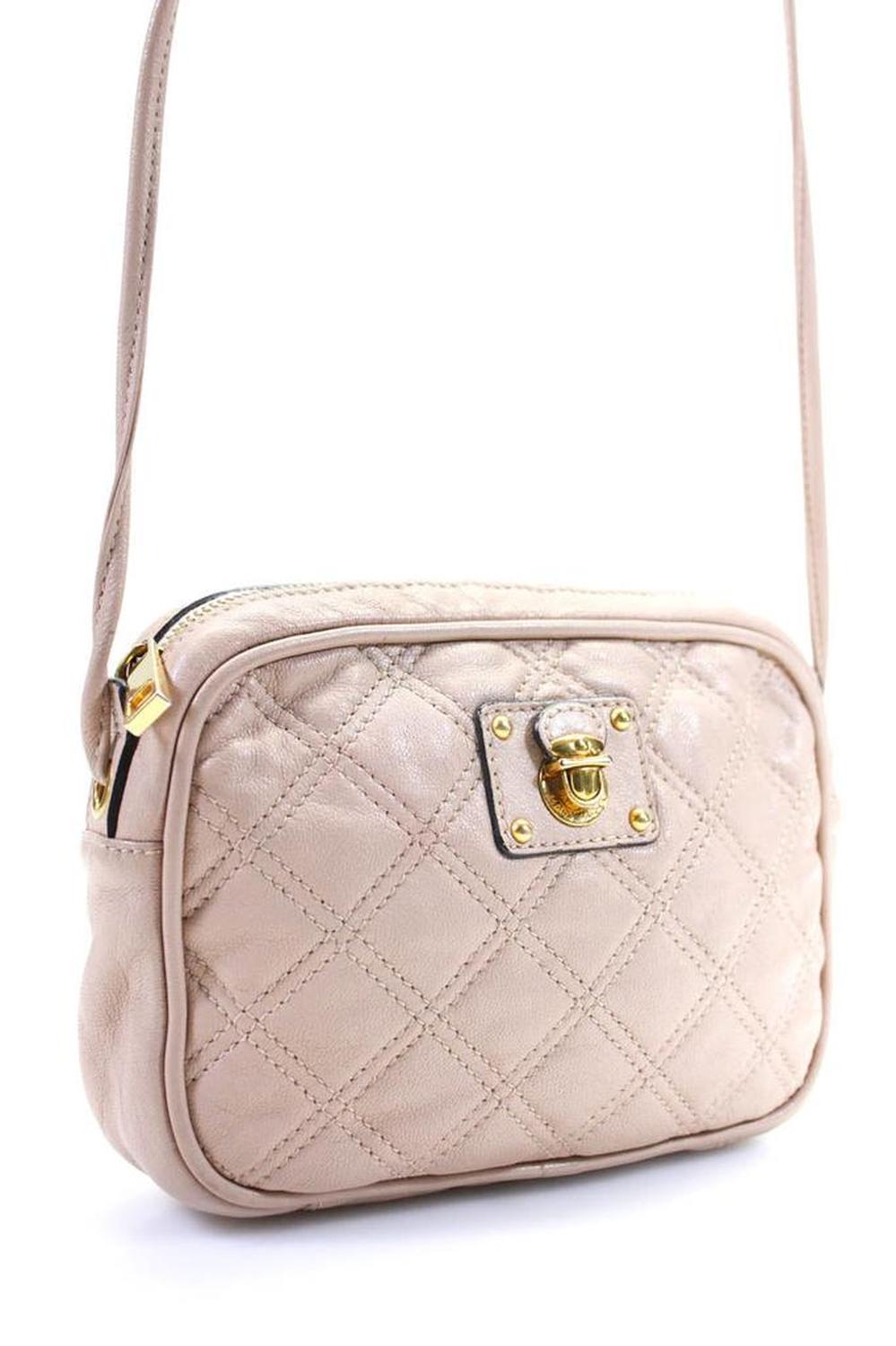 Marc Jacobs Women's Quilted Gold Hardware Crossbody Handbag Nude