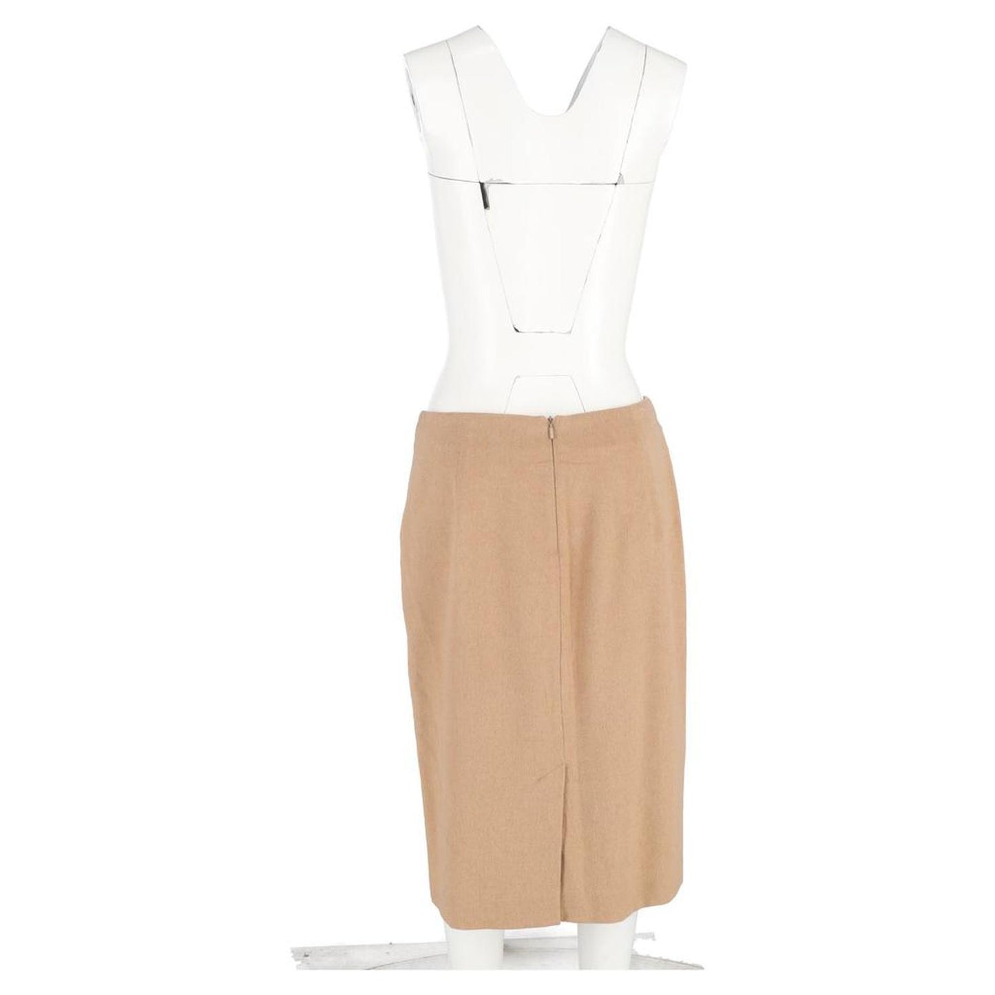 Midi Pencil Skirt in Brown Wool