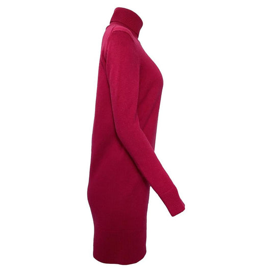 Collection Turtleneck Sweater Dress in Fuchsia Pink Cashmere