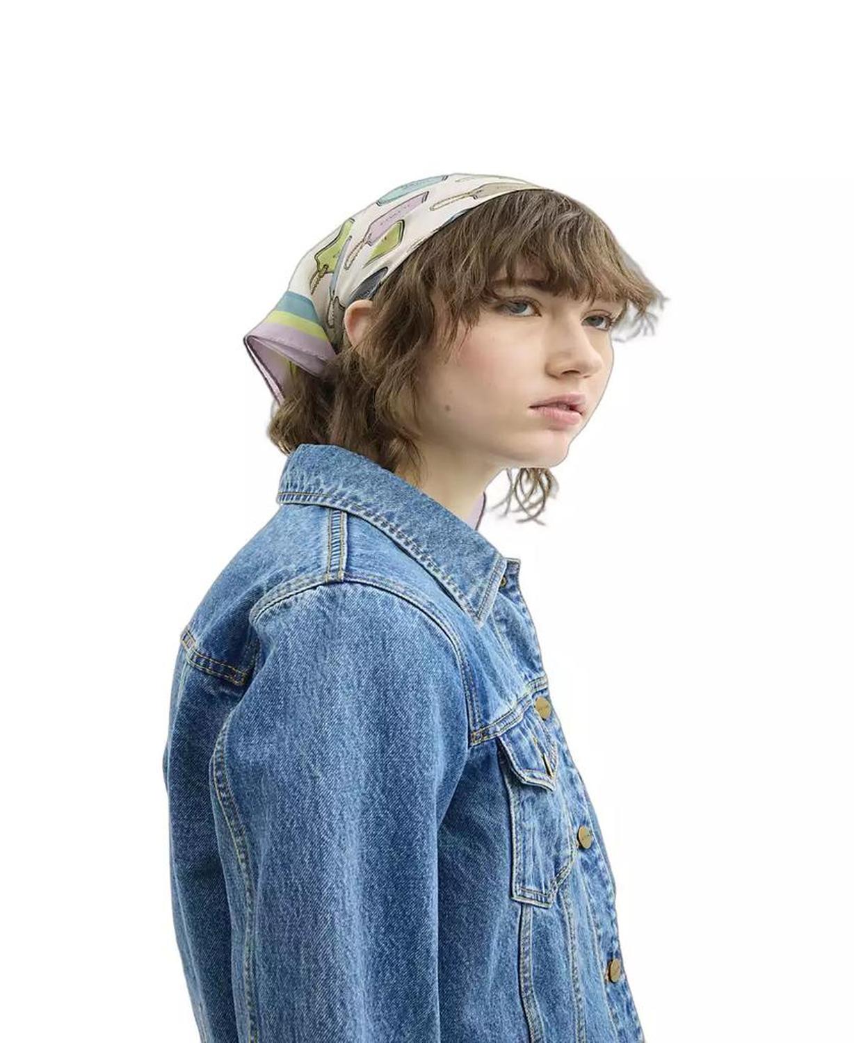Hang Tag Printed Silk Bandana Scarf
