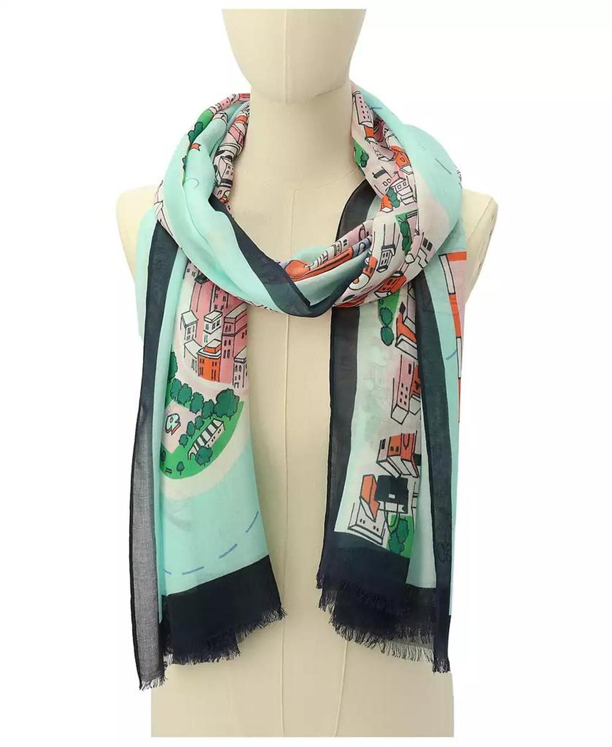 Women's Map Oblong Scarf