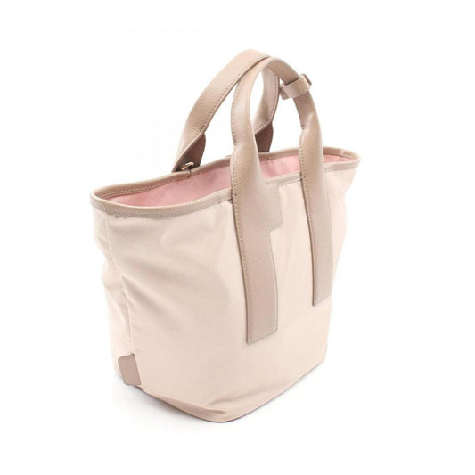pink Leather Nylon Canvas Handbag