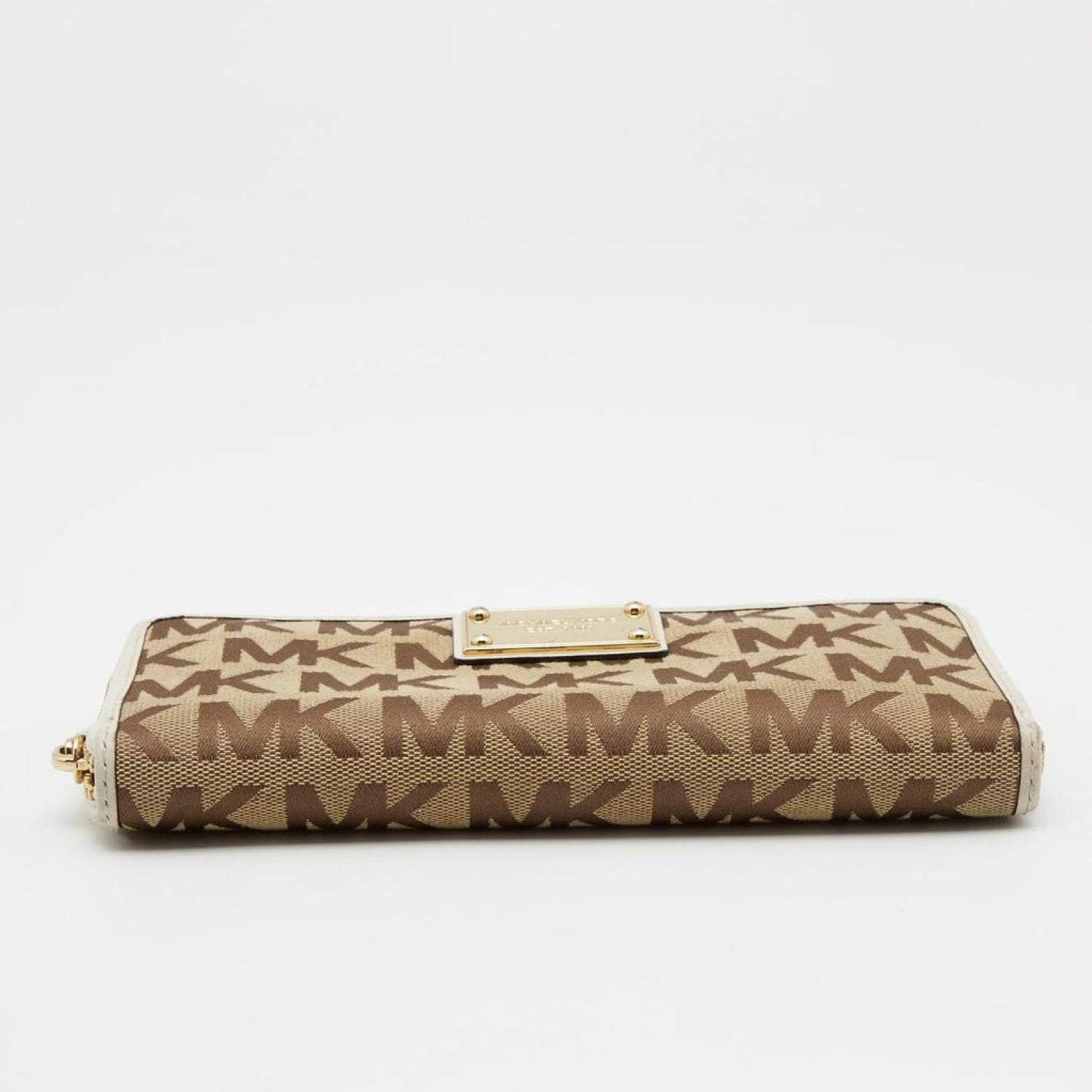 Michael Kors Signature Canvas And Leather Zip Around Wallet