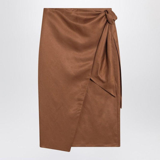 Women's Skirt In Linen And Silk Twill