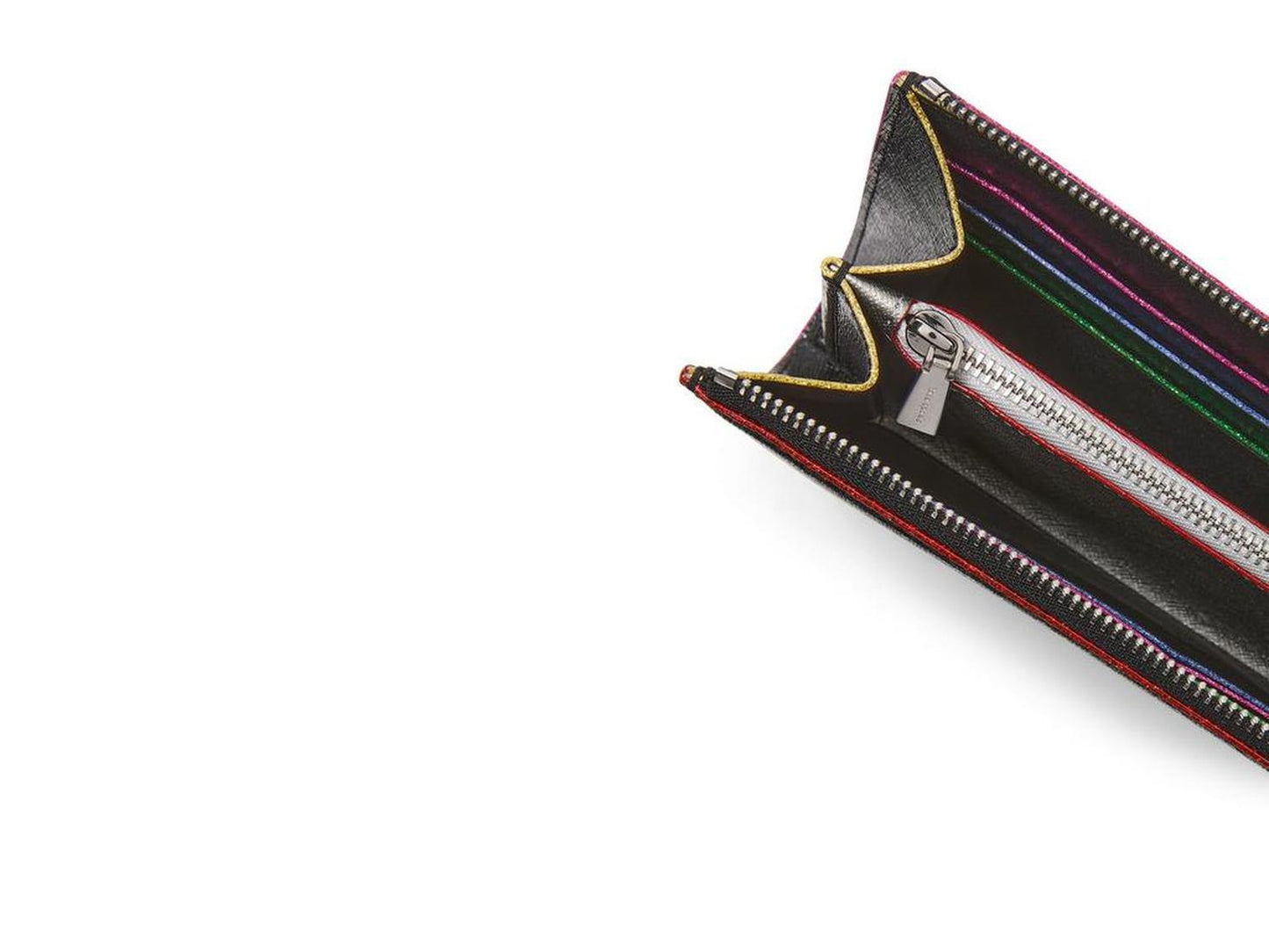 Devin Glitter Edge Shiny Saffiano Zip Around Continental Wallet