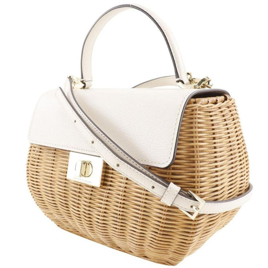 Leather Rattan Basket Handbag (Pre-Owned)