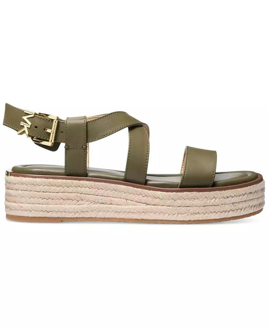 MICHAEL Lynn Leather Buckled Espadrille Sandals