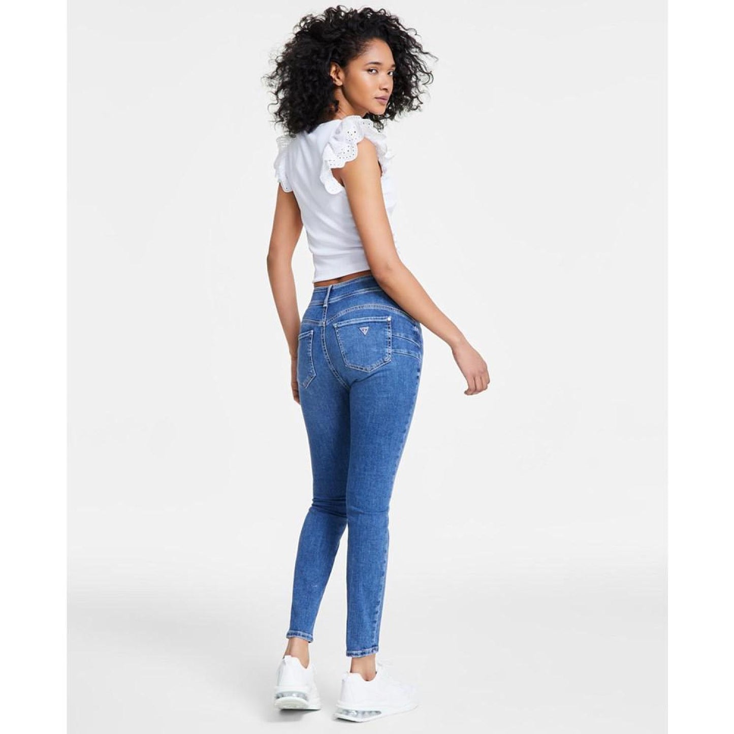 Women's Rhinestone Trimmed Skinny Ankle Jeans