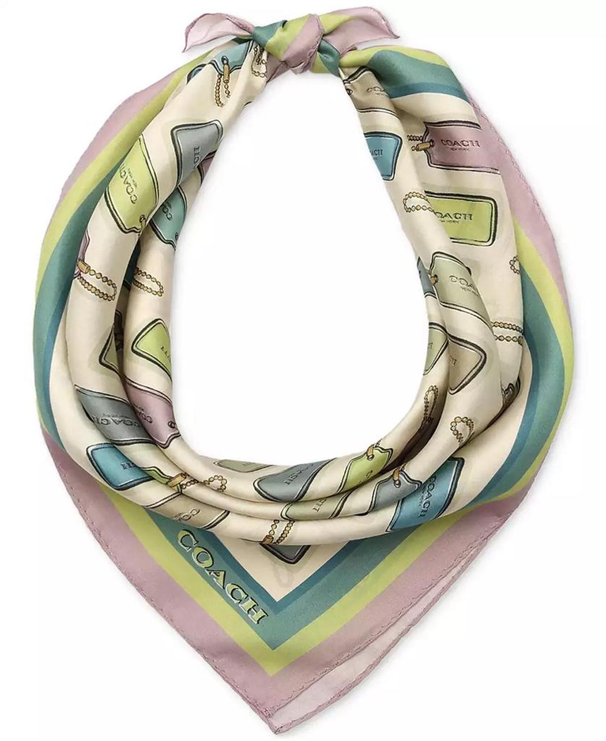 Hang Tag Printed Silk Bandana Scarf