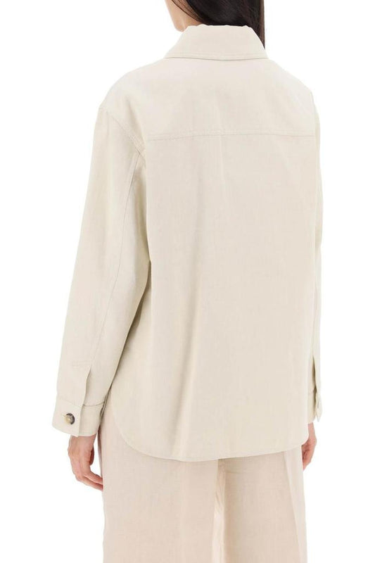Max Mara Studio Newport Overshirt In Cotton And Linen Drill