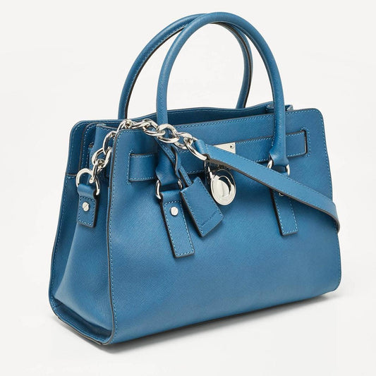 Michael Kors Blue Leather Medium Hamilton East West Tote