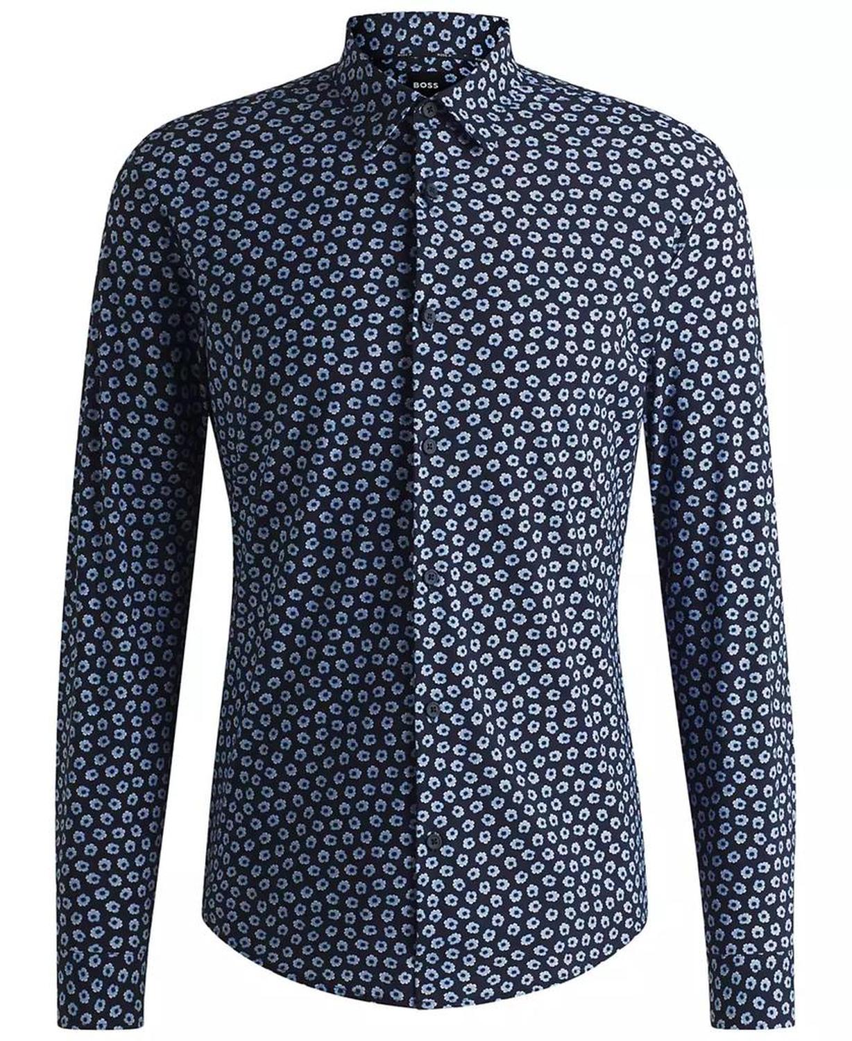 Men's Floral Print Slim Fit Dress Shirt