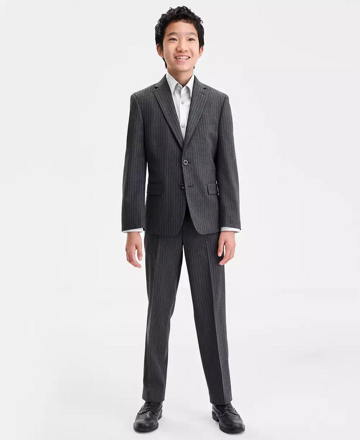 Boys Single Breasted Pinstripe Jacket