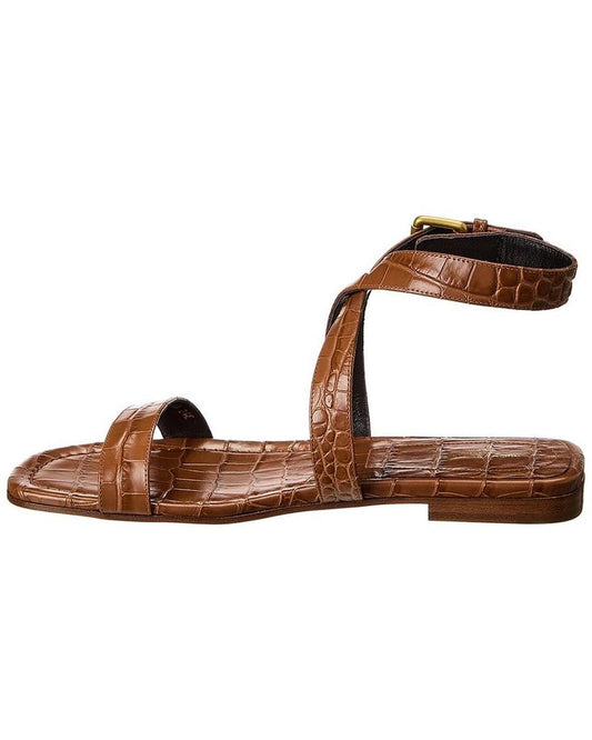 Bridgette Croc-Embossed Leather Sandal