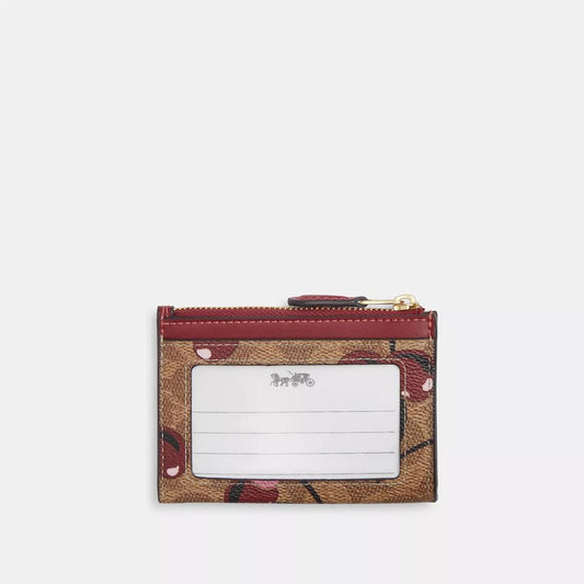 Mini Skinny Id Case In Signature Canvas With Cherry Print