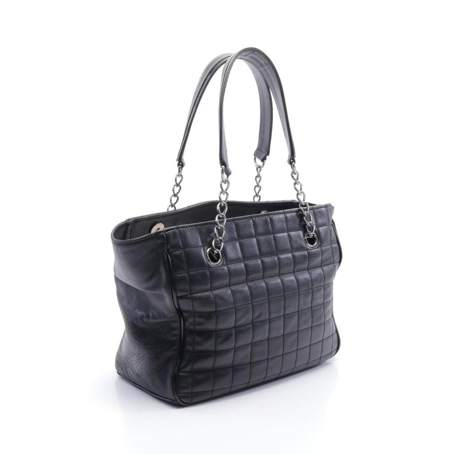 Chocolate Bar Camellia No.5 Chain Handbag Chain Tote Bag Leather Patent Leather Silver Hardware