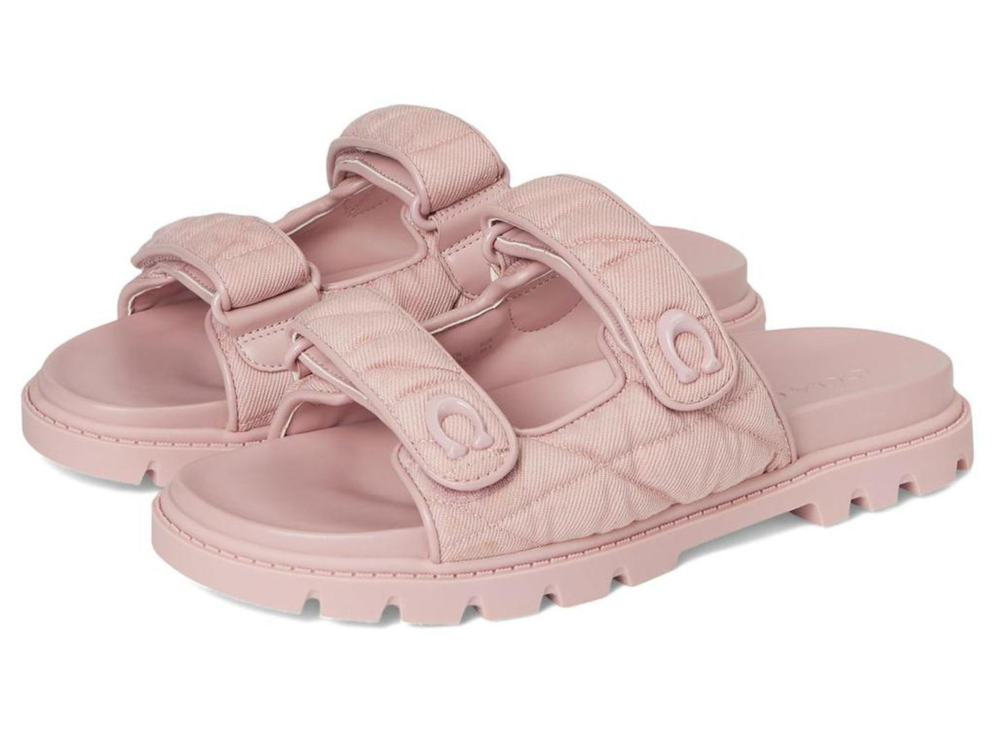 Sculpted C Quilted Washed Denim Double Band Sandals