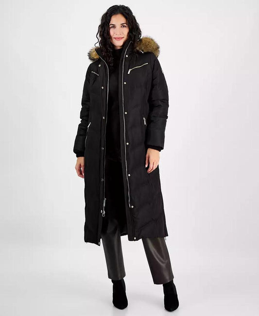 Women's Faux-Fur-Trim Hooded Maxi Puffer Coat