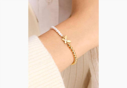 Women's Social Butterfly Bead Bracelet In Cream/gold