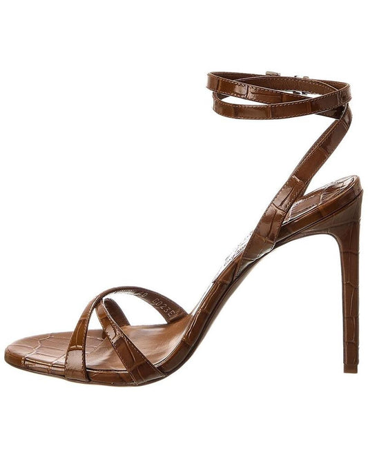 Chrissy Runway Croc-Embossed Leather Sandal