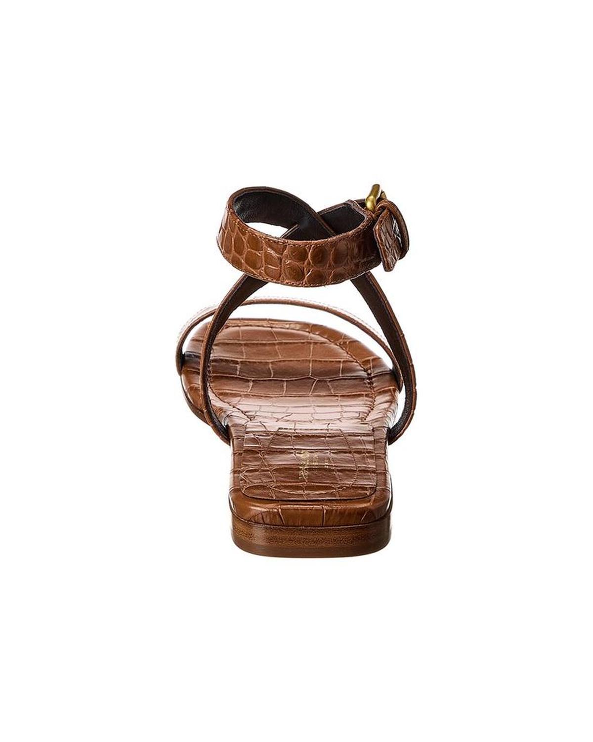 Bridgette Croc-Embossed Leather Sandal