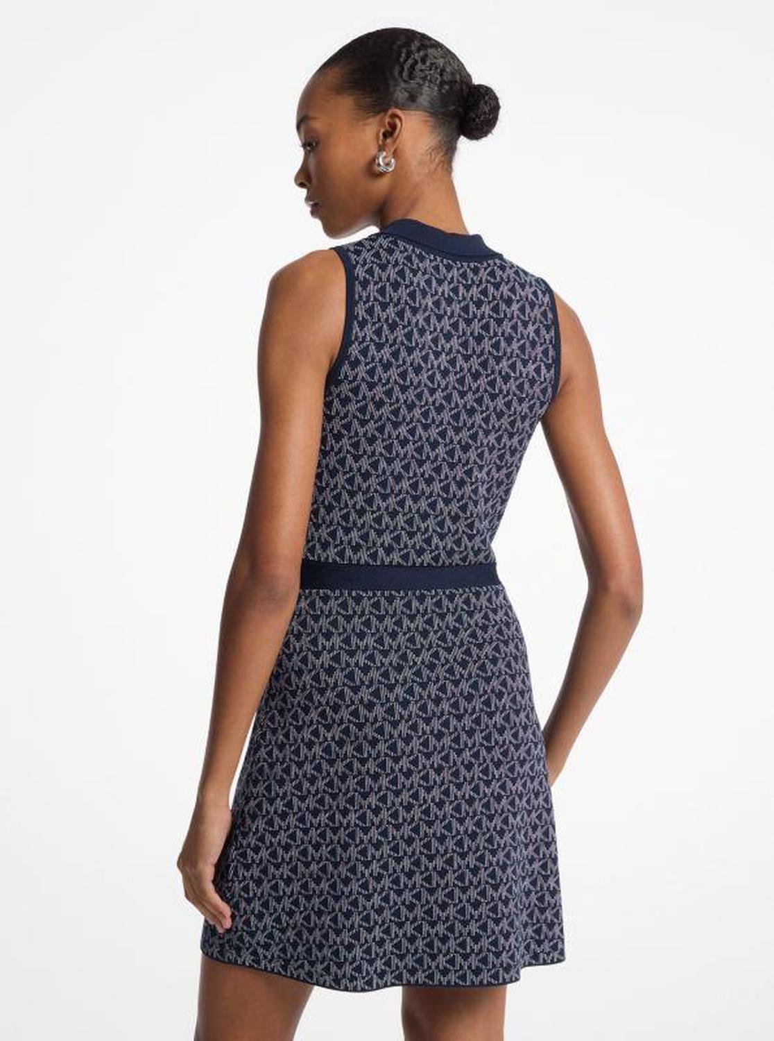 Logo Jacquard Zip-Up Dress