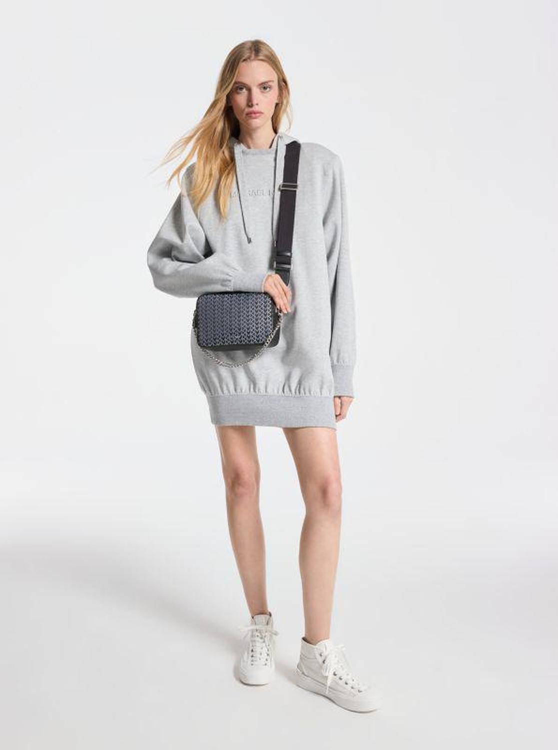Shoulder Pad Cotton Blend Hoodie Dress