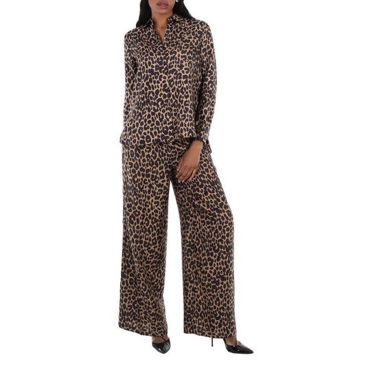 Ghinea Leopard Silk Wide-Leg Pants