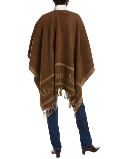 Logo Jacquard Wool Cape
