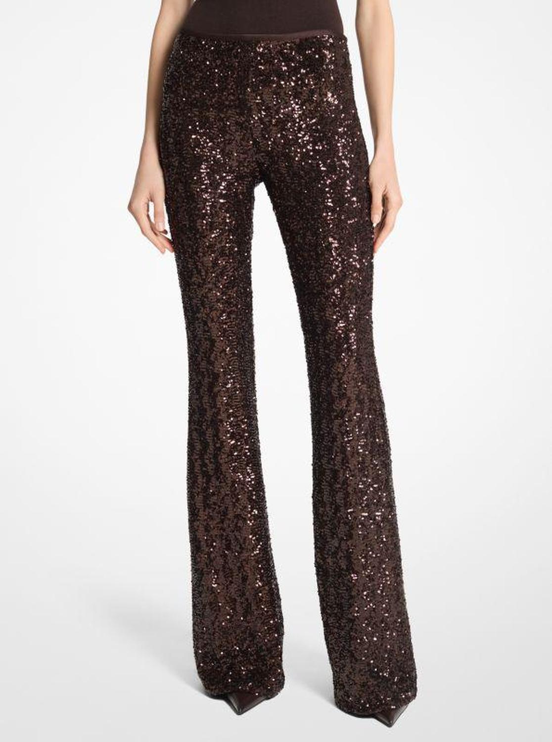 Sequined Stretch Flared Pants