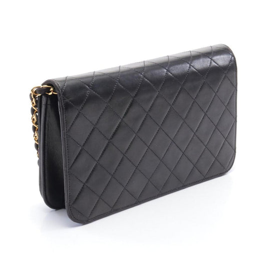 Matelasse Full Flap Chain Shoulder Bag Lambskin Gold Hardware Push Lock