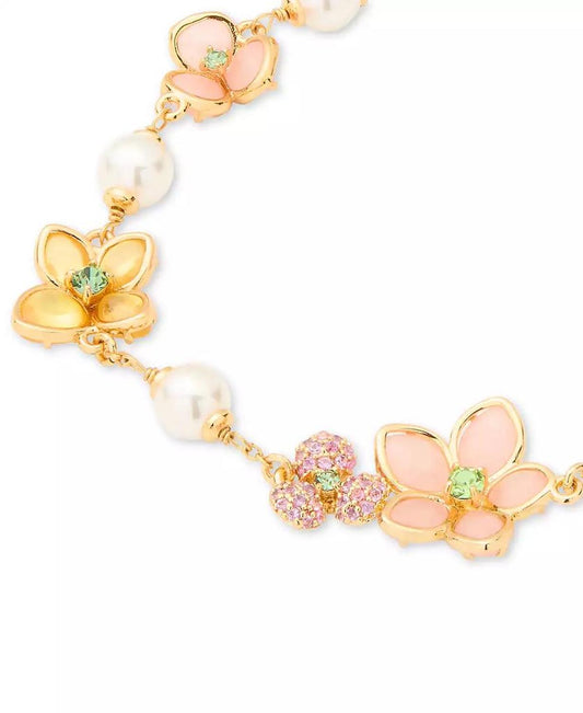 Gold-Tone Pastel Petals Bracelet