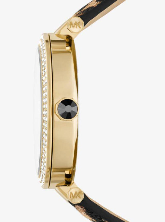 Parker Pavé Gold-Tone and Calf Hair Watch