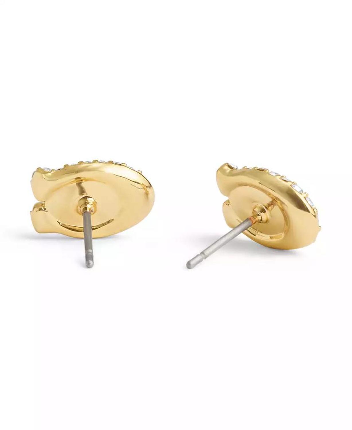 Women's Faux Stone Signature C Pave Turnlock Stud Earrings