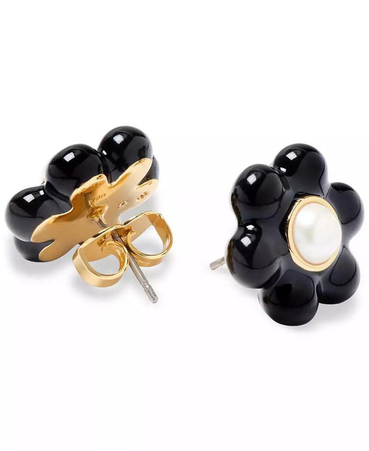 Gold-Tone Petal Puff Floral Stud Earrings