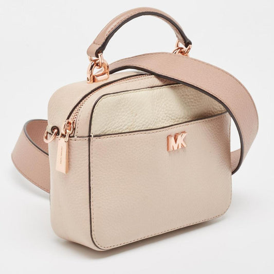 Michael Kors Cream/pink Leather Mini Mott Crossbody Bag
