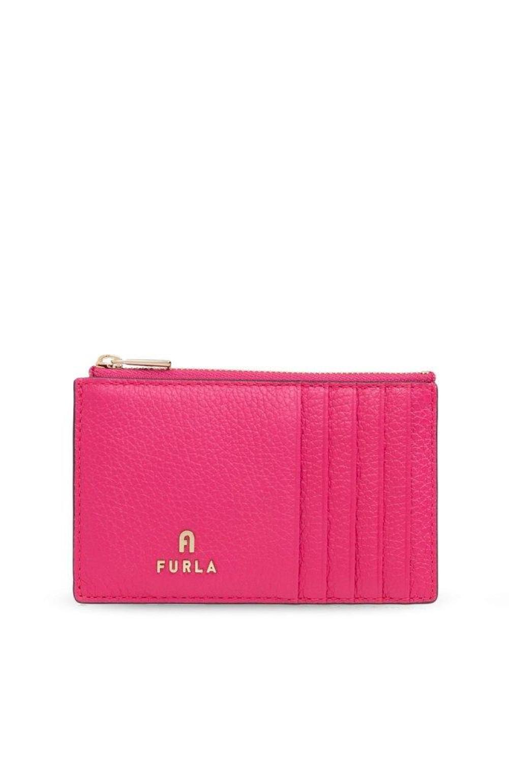 Furla Camelia Logo Plaque Zip-Up Medium Card Case